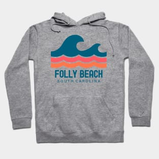 Folly Beach South Carolina Vintage Wave Hoodie